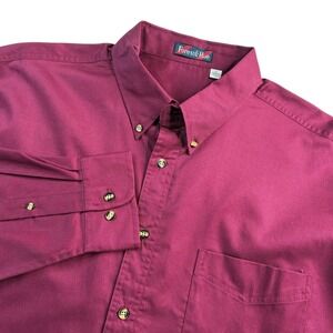 Forest Hue Mens Burgundy Long Sleeve Button Down Shirt XL Cotton Polyester Blend